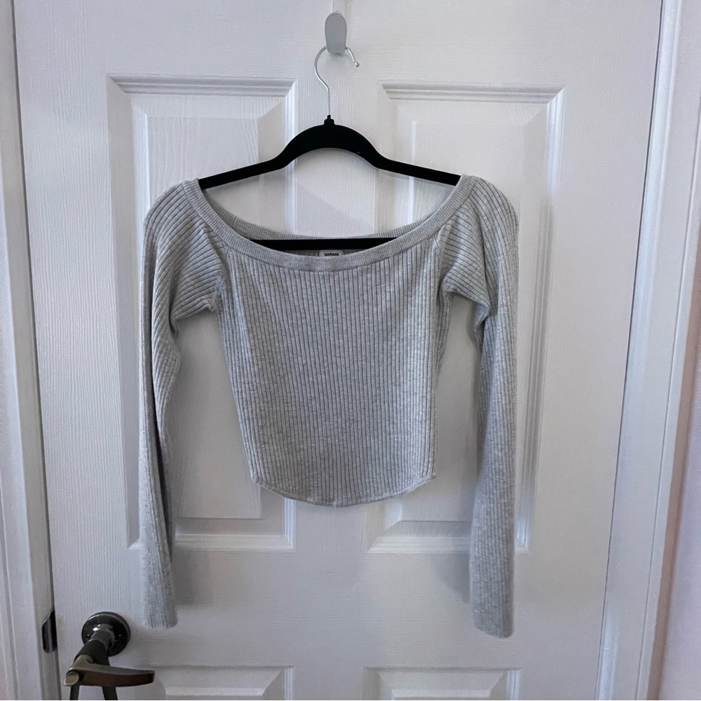 Garage Light Gray Ribbed Crop Top